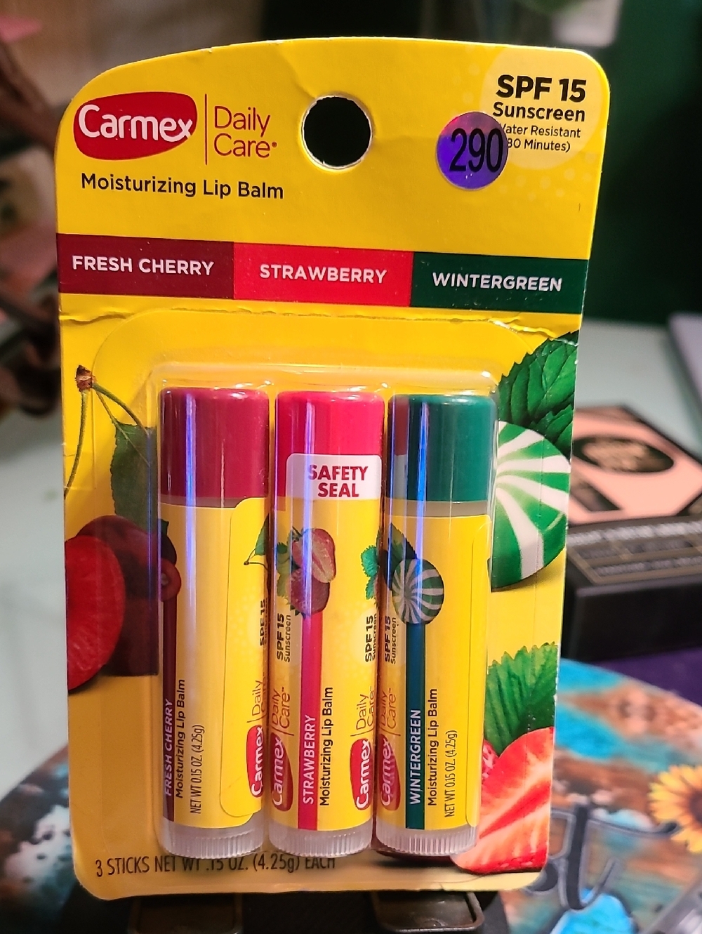 Carmex Daily Care Moisturizing Lip Balm 3-Pack - Cherry, Strawberry, Wintergreen